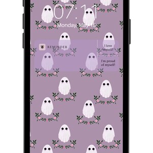 Cute spring ghost Halloween wallpaper for phone or tablet