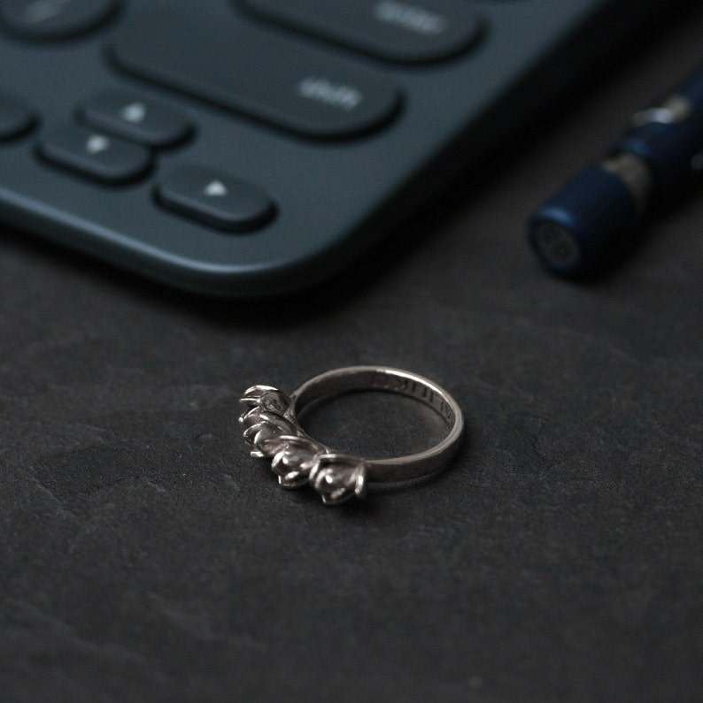 1 piece 3D Printed Silver Mini Lotus Flower Ring
