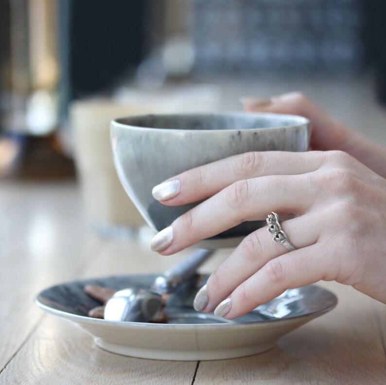 1 piece 3D Printed Silver Mini Lotus Flower Ring