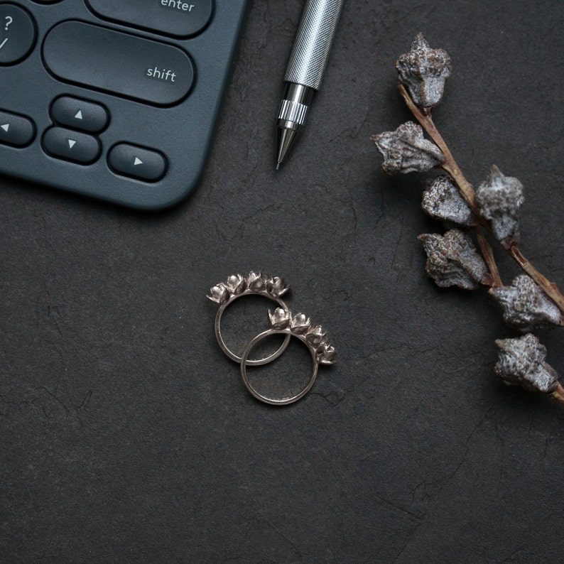 1 piece 3D Printed Silver Mini Lotus Flower Ring