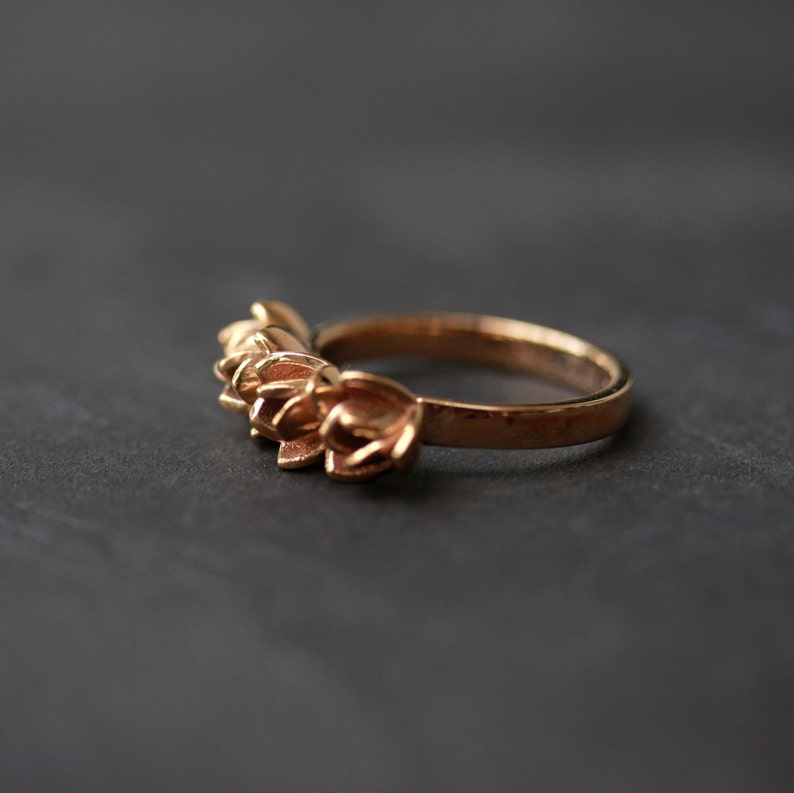 1 piece 3D Printed Silver Mini Lotus Flower Ring