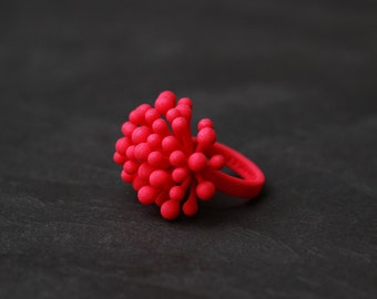 3D Printed Red Berry Explosion Ring