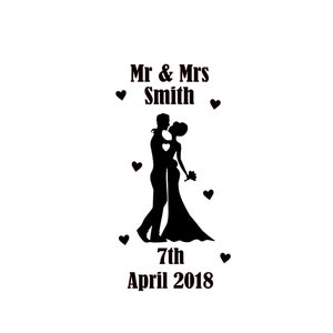 Wedding personalised Mr & Mrs  Vinyl Transfer Decal for wine bottles/bottles/vases/lanterns/wedding gift/light bottle choice of colours