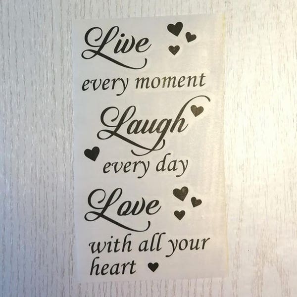 Live...Laugh....Love- Vinyl Transfer Decal for wine bottles/bottles/vases/choice of colours