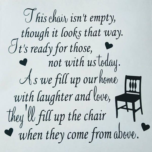 Empty Chair Poem - Etsy UK