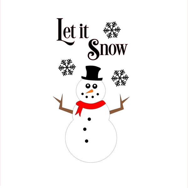 Let it snow - snowman - Vinyl Transfer Decal for wine bottles/bottles/vases/choice of colours - Christmas