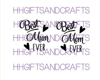 Best Mum/Mom Ever with hearts(NEW) X 2 vinyl decal transfer -ideal for glasses/mugs/family/mothers day/birthday/make gifts/mums day/love mum