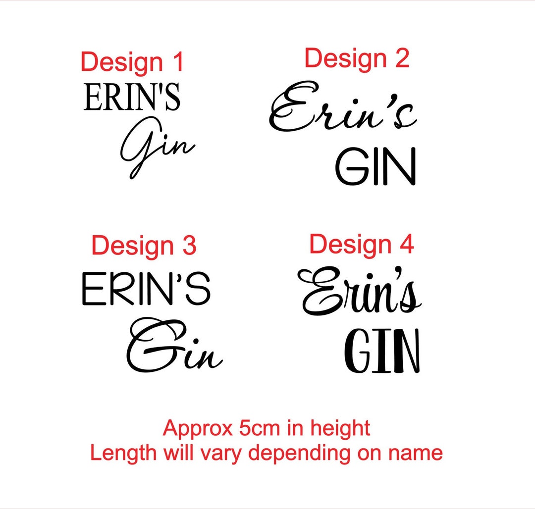 Personalised Gin Glass Vinyl Decal Transfer Sticker Choose Design and Colour Make Glasses