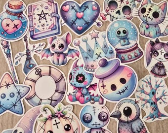 Goth stickers / pastel goth  - 5/10/15/20 die cut pastel goth/vinyl stickers/love pastel/ book stickers, laptop stickers  kindle stickers
