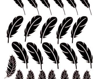 Sheet of 30 feathers vinyl decals transfers - frames/glasses/mugs/small plaques