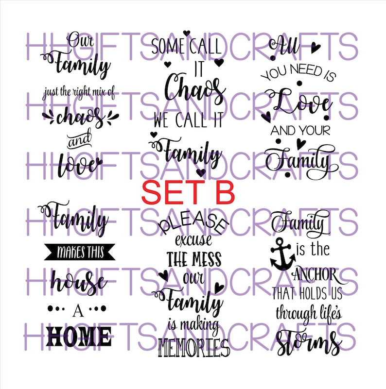 6 X Family Quote Vinyls Decals SET A OR B - Vinyl Transfer Decal for ...