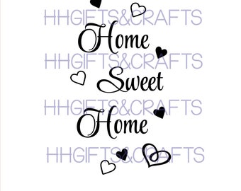 Home Sweet Home (heart design) - Vinyl Transfer Decal for wine bottles/bottles/vases/choice of colours