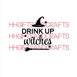 Halloween vinyl decals/transfers DRINK UP WITCHES (new) X 2 ideal for glasses/small plaques/make your own - choice of colours