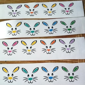 Bunny face x 4 Vinyl Transfer Decal for jars/water bottles/bottles/mugs/plaques/decor/vinyl/4cm/easter treat jars/easter cup/easter/bunny