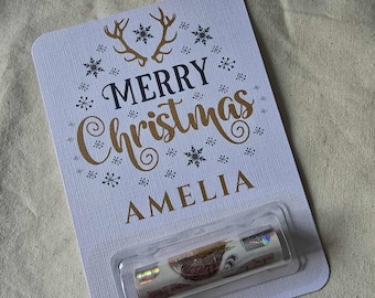 Personalised money holder card-christmas money gift-money holder gift-personalised-xmas money-kids-grandchildren money gift-merry design