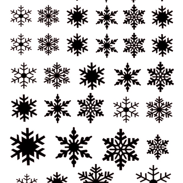 Sheet of over 30 snowflakes vinyl decals transfers various sizes - frames/glasses/mugs/small plaques