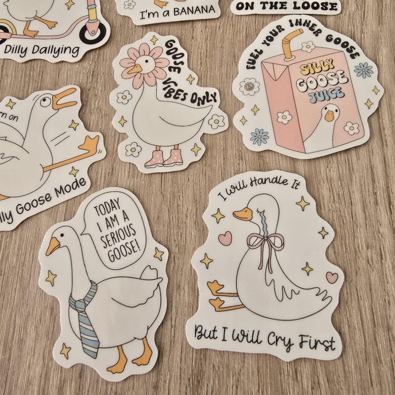Goose Stickers X 8 Silly Goose Stickers, Novelty Goose Stickers, Love ...