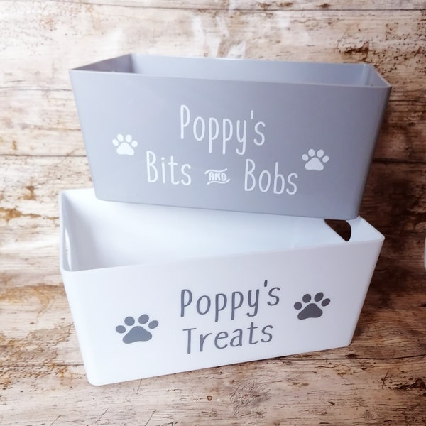 Personalised pet storage basket/tub - treats - bits & bobs - plastic - dog treats - dog/cat/pet storage - kitchen - cupboard - personalised