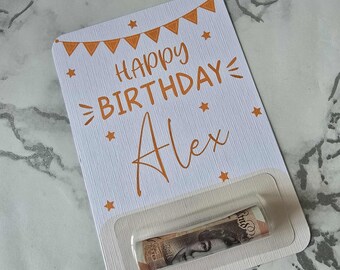 Personalised money holder card-birthday money-banner theme-kids/adults birthday money-for him/her-birthday money