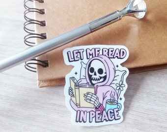 Let me read in peace VINYL STICKER-reading sticker-book lover-reader-tablet sticker-sticker for readers-love to read-books-book sticker