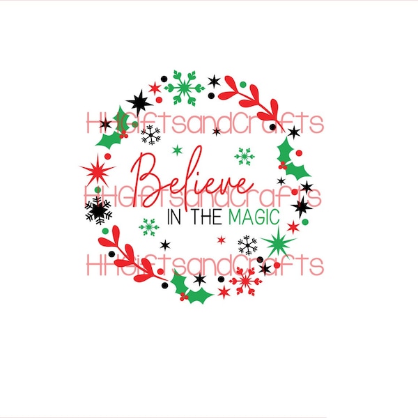 Believe in the magic (new) christmas vinyl decal transfer - ribba ikea/box frames/plaques/christmas/glass blocks - vinyl