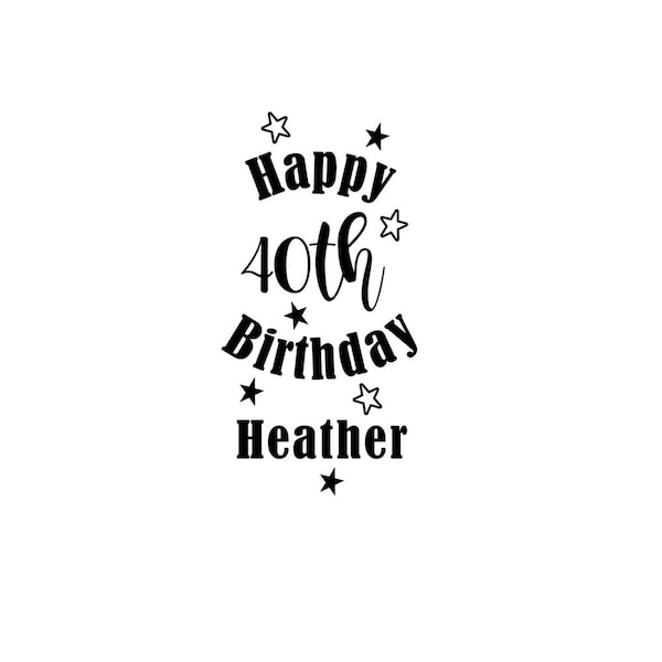 Happy birthday personalised birthday bottle vinyl - Vinyl Transfer Decal for wine bottles/bottles/vases/birthday/choice of colours