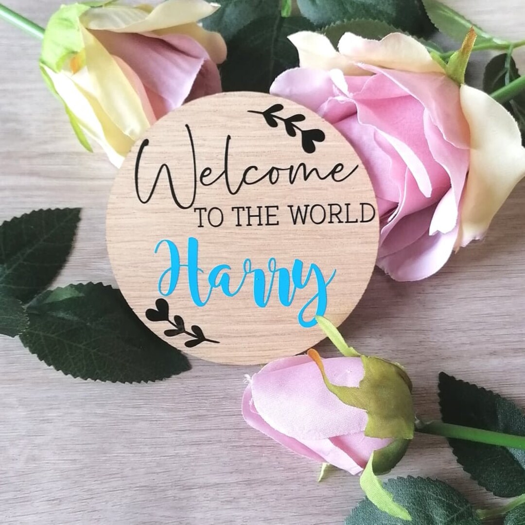 Personalised Welcome to the World Sign - Disc - Birth Announcement ...