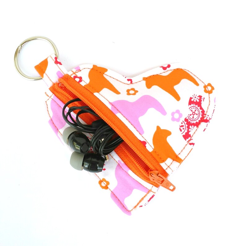 Coin Purse Horse Change Purse Pouch Zip Wallet Keyring Zipper Pouch Wallet, Lip Balm Holder Earbuds Pouch Keychain Pouch Dala Horse