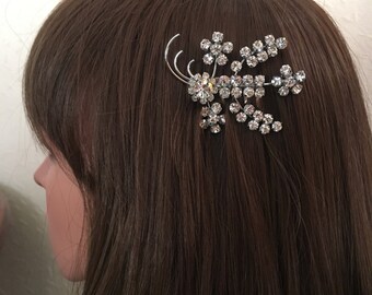 Art Deco Hair Comb: Large Vintage Art Deco Silver and Clear Diamanté Bridal Comb Wedding Headpiece