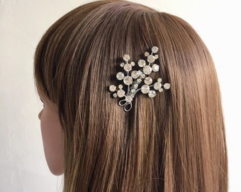 Leaf Vintage Hair Comb: Antique Vintage Silver Leaf Diamanté Wedding Costume Hair Comb Hair
