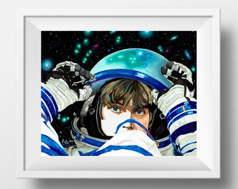 Astronaut - Original Watercolor Painting Art Print