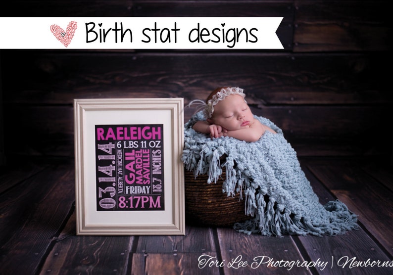 BIRTH STAT print birth announcement baby stats custom printable boy or girl nursery decor newborn photo shoot prop baby gift image 2