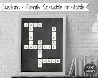 Scrabble printable file - personalized scrabble print - family scrabble print - wall art print - digital design -