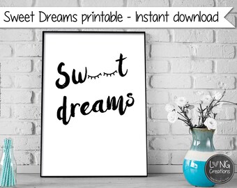 nursery print - sweet dreams art - nursery wall art - simple art print for boy / girl - Typography Print - Quote wall art - boy/girl nursery