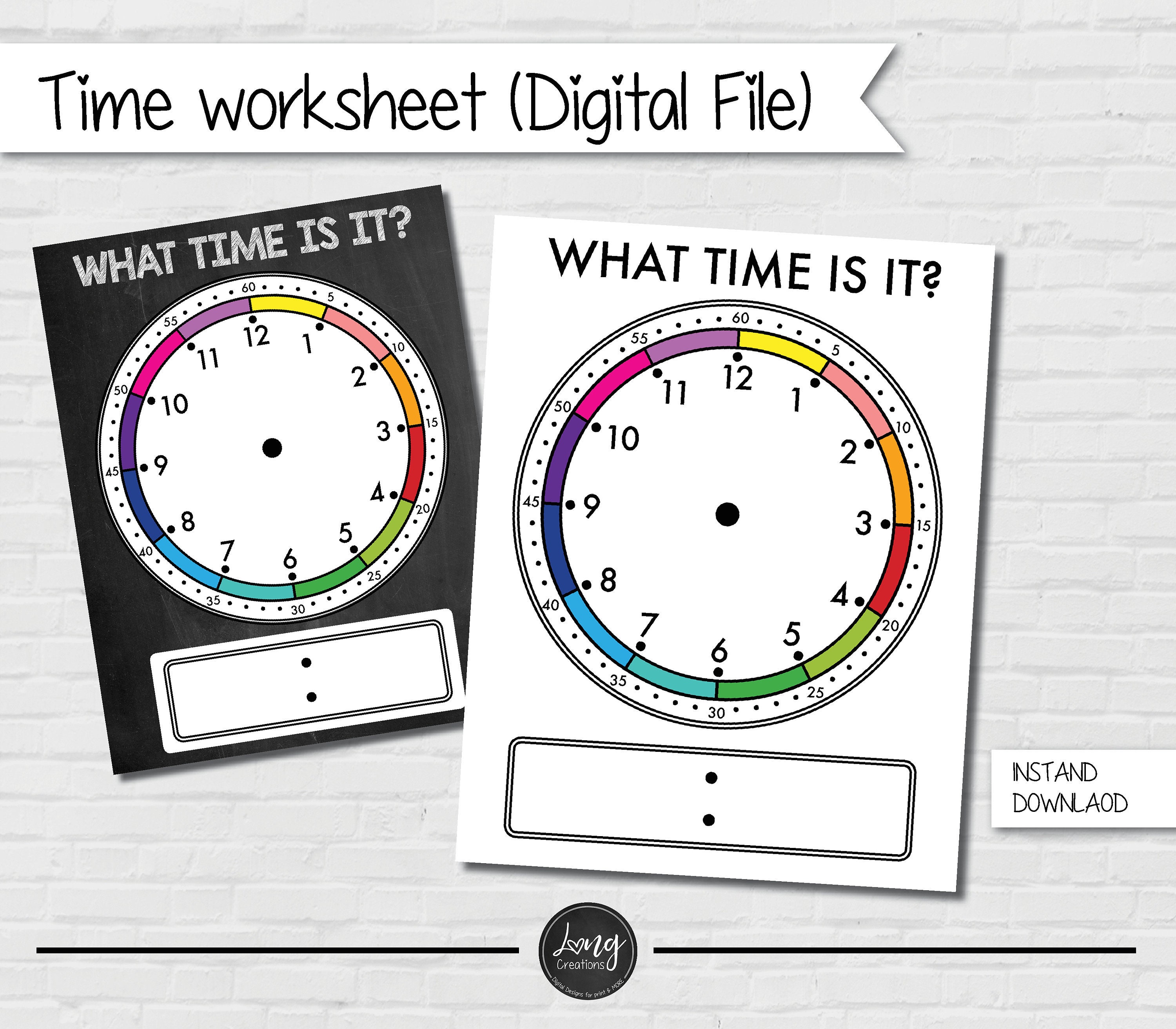 What Is The Time Worksheet For Kids Printable File Instant Etsy What Is The Time Worksheet For Kids Printable File Instant Etsy