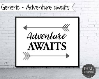 adventure awaits print - arrow printable - nursery sign - nursery print - nursery wall art - Typography Print - art print