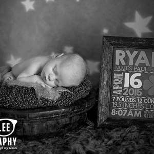 THEMED birth announcement BIRTH STAT print baby stats custom wall art boy / girl nursery decor newborn photo prop baby gift image 2