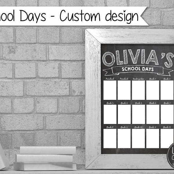 school pictures, school days, display for kids school pictures, picture display, preschool to G12, customize with kids name, digital file