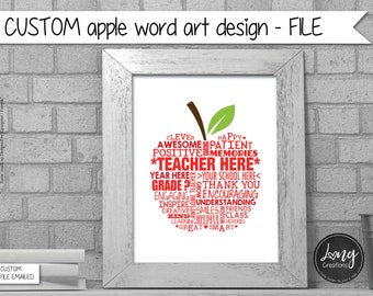 apple Word Art - custom teacher gift - end of year gift - teacher appreciation / thank you - Typography - PRINTABLE DIGITAL FILE