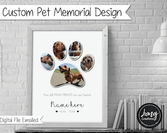 Pet memorial - custom dog / cat loss gift - Pet Bereavement design - pet loss - dog loss - paw print photo collage - Pet Sympathy Gift -