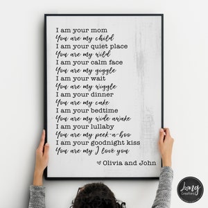 I am your mom / mother you are my child home / nursery decor quote gift for mom / baby Printable wall art personalize with name image 2