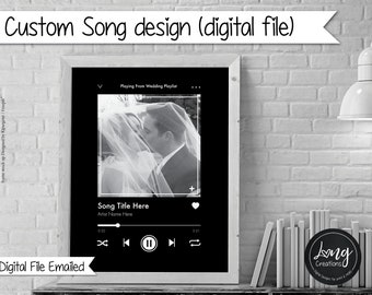 Personalized song design, Music Print, gift for couple, photo gift, choose your custom song, Valentines Day Gift, gift for Him / Her