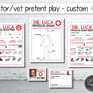 Customized Doctor  - vet- pretend play - printable digital file - personalize with name - custom design