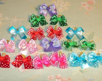 Pack of 30 Valentine's Day Dog Grooming Hair Bows - Variety of colors multi-layered bows with heart