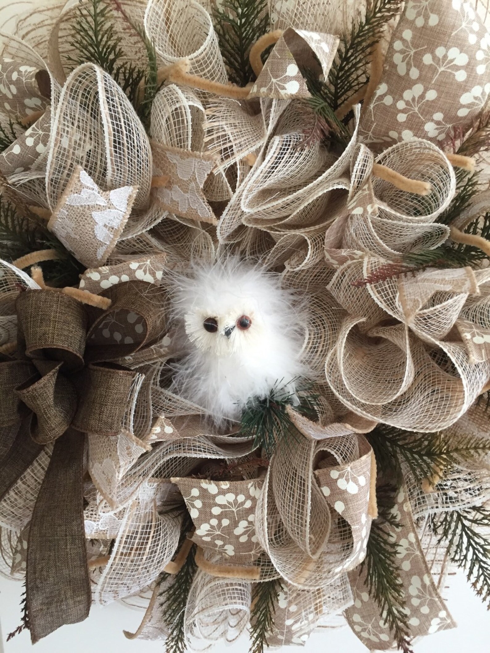 Owl Deco Mesh Wreath Etsy