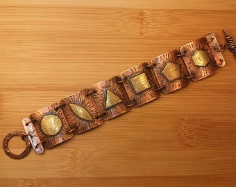 Copper and Brass Polygon Bracelet