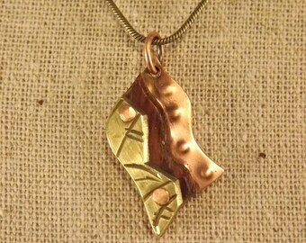 Brass, Jarrah Wood and Copper Pendant