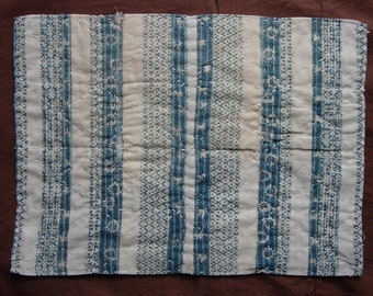 Really nice vintage Japanese zokin of beautifully faded shima cotton in brown light blue and yellow