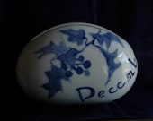 Vase, porcelain blue white, winter holiday flower