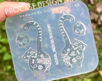 Cat Halloween Earrings Mold - Ghost Earrings Silicone Mold For Resin - Dangle Earrings Mold For Resin Jewelry - Halloween Silicone Mold